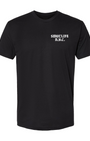 Men's black 100% combed ringspun cotton t-shirt with "SMUTLIFE N.Y.C." in white text.