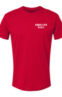 Red SMUTLIFE N.Y.C. WABBIT men's t-shirt with white text, 100% combed ringspun cotton.
