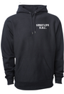 Black SMUTLIFE N.Y.C. 1972 unisex hoodie with white text, drawstring, and front pocket.