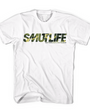 White SMUTLIFE CAMO Logo Tee, 100% combed ring-spun cotton, large size, with "YOUR UNAPOLOGETIC LIFESTYLE BRAND" text.