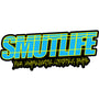 SMUTLIFE sticker: blue text with yellow outline, "YOUR HYPERGLOSSY LIFESTYLE BRAND" in black below.