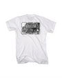 White men's combed cotton tee with "SLIME SQUARE NYC" graphic featuring a vintage cityscape.