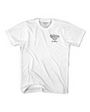 Men's white combed cotton "SLIME SQUARE NYC" tee with gray chest logo and printed neck tag.