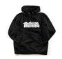 Black SMUTLIFE THROWIE heavyweight pullover hoodie with white bubble graffiti text and red drips.