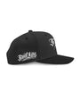 Black Smutlife S/L Script 6-panel snapback hat with white embroidered script on front and side.