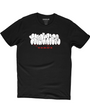 Black SMUTLIFE THROWIE T-shirt, size Large, with white graffiti graphic and red text.