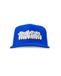 Dodger Blue SMUTLIFE THROWIE 6-panel snapback hat with white graffiti-style logo, flat bill, and structured high-profile crown.