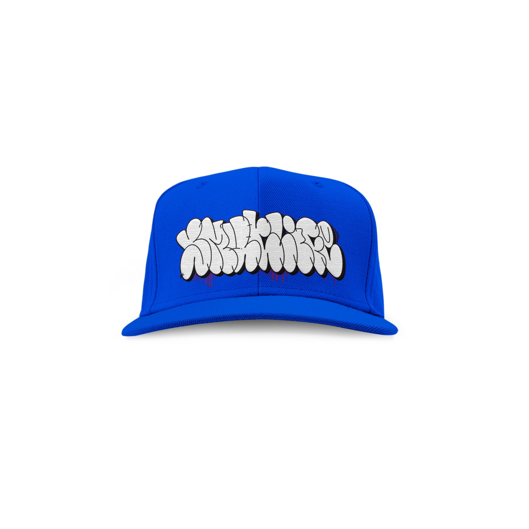 Dodger Blue SMUTLIFE THROWIE 6-panel snapback hat with white graffiti-style logo, flat bill, and structured high-profile crown.