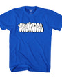 Dodger Blue Smutlife "THROWIE" T-shirt with white graffiti-style text on 100% combed ring-spun cotton.