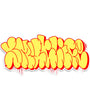 Smutlife THROWIE sticker, 2"x6" glossy yellow bubble letters with red outline and drips.