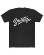Black men's cotton crew tee with "Smuttlife" in white script across the chest.