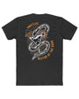 Men's black cotton crew neck tee with "SMUTLIFE NECTAR OF THE GODS" text and snake-wrapped cocktail graphic.
