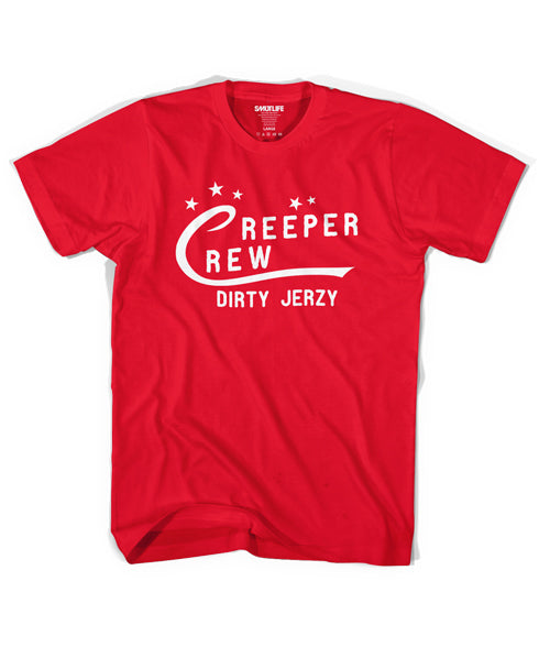Red SMUTLIFE Brand Creeper Crew Dirty Jerzy t-shirt for men