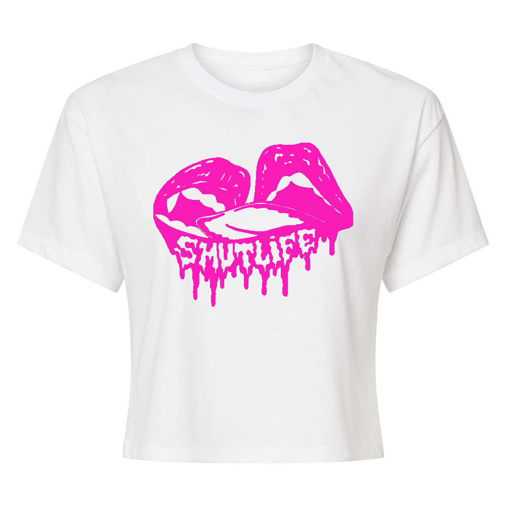 SMUTLIFE Brand Pink Lips cropped t-shirt for ladies