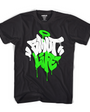 Black men's combed cotton Marker Drip T-shirt with "SMUTLIFE" in white and lime green graffiti drip font.