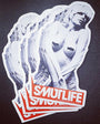 Wendy-O Smut-O-Matic 4" vinyl stickers featuring a black and white female figure and red "SMUTLIFE" text.