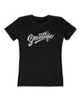 Black women's slim-fit boyfriend tee with "Smutlife" in white script across the chest.